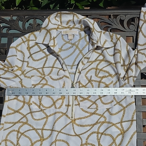 Michael Kors Women's White and Gold Chain Blouse - Picture 4 of 5